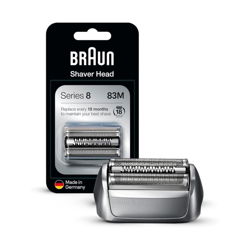 Braun Series 8 Elektrorasierer Scherkopf 83M – ORIGINAL Ersatzscherteil und Rasierer Zubehör vom Hersteller – Made in Germany, Kompatibel mit allen Braun Series 8 Rasierern – Silber