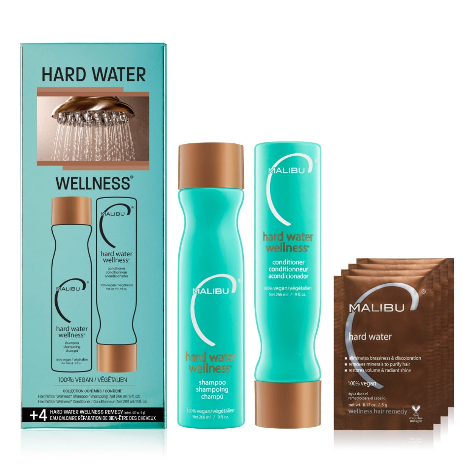 Malibu C Hard Water Wellness Collection Shampoo 266 ml + Conditioner 266 ml + Säckchen 4 x 5 g