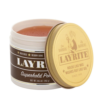 Layrite Superhold Pomade 297g | Starker Halt | Wasserlöslich | Mittlerer Glanz