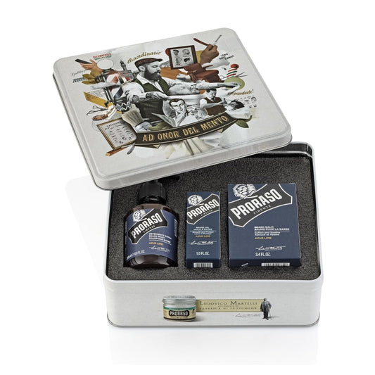 Proraso Bartpflegeset, Azur Lime, 3 teilig