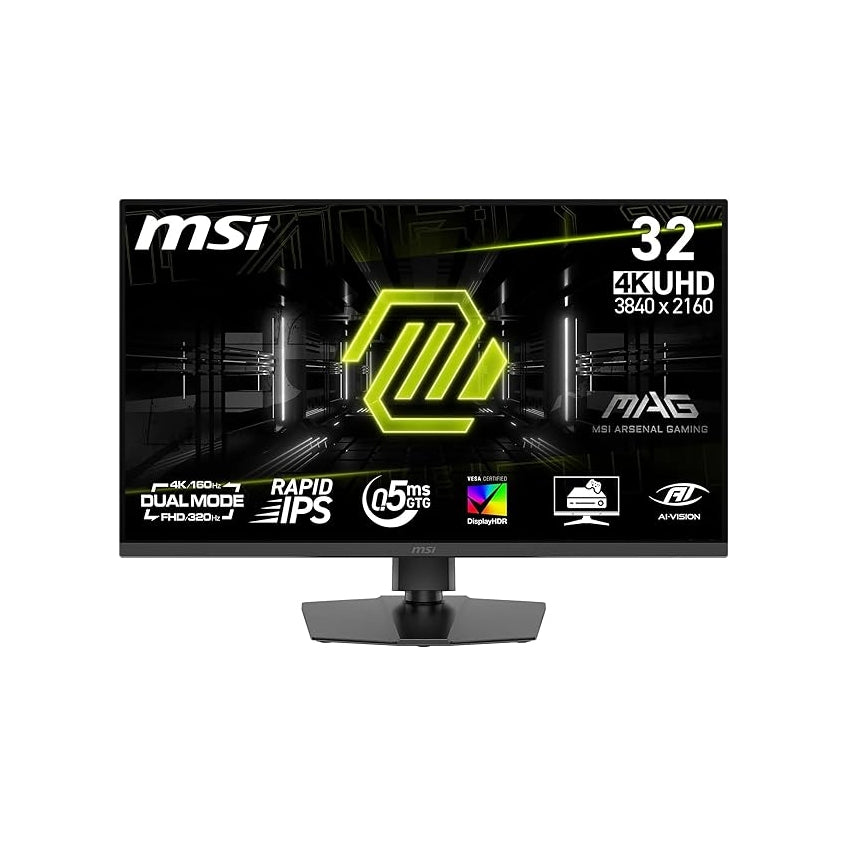 MSI, MAG 322URDF E16, 32-Zoll, 4K UHD, 3840x2160, Gaming-Monitor, Rapid IPS, 0,5ms, DisplayHDR 400, Eye Care, AI Vision, Dual-Mode, HDMI 2.1, DP 1.4a, Neigung/Höhe einstellbar, Schwarz